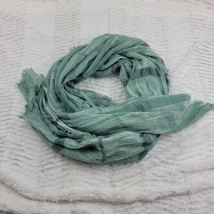3/$12 Green plaid raw edge scarf